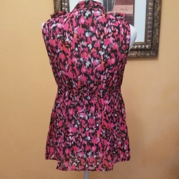 Nue Options Womens Ruffle Front Button Sheer Top - Picture 2 of 6